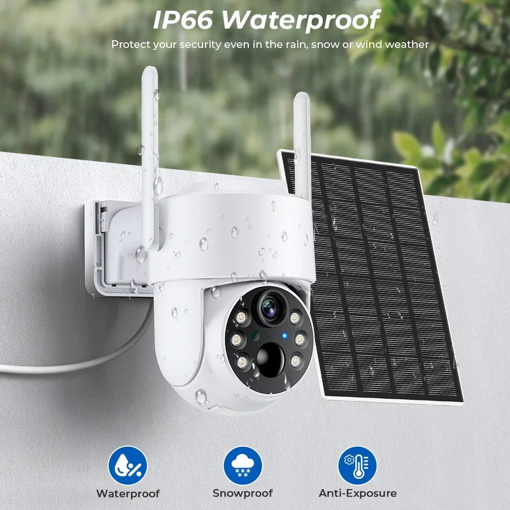 Caméra De Surveillance WiFi PTZ Solaire 4 MP